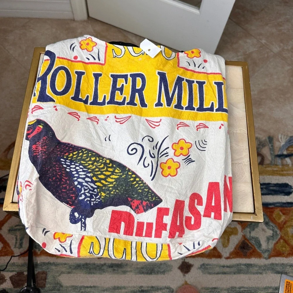 Unbranded Upcycled Feed Sack Hobo‎ Bag Large NWT Golden Pheasant Flour graphic